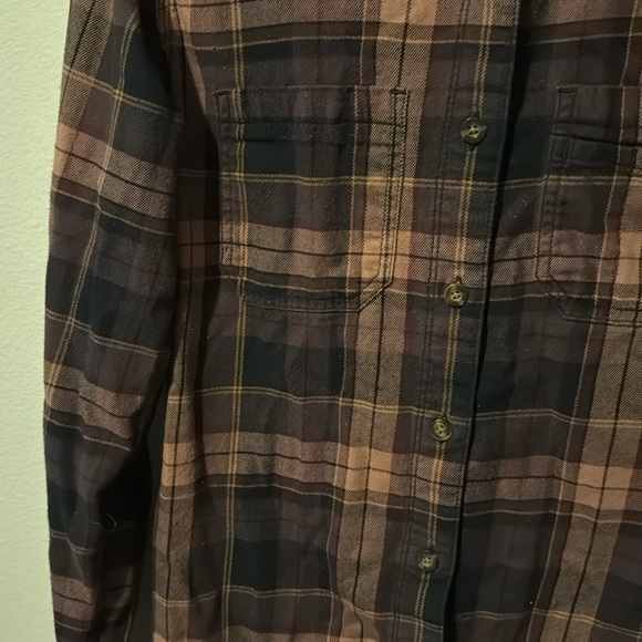 Carhartt Brown Women’s Plaid Button Up Size Small(4/6) Front Pockets EUC Cotton - Picture 8 of 13